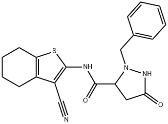 2-benzyl-N-(3-cyano-4,5,6,7-tetrahydro-1-benzothien-2-yl)-5-oxo-3-pyrazolidinecarboxamide 结构式