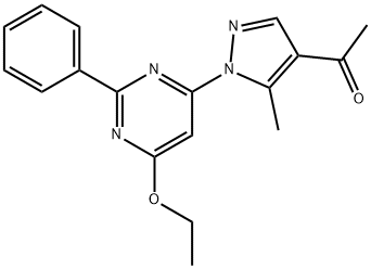 1-[1-(6-ethoxy-2-phenyl-4-pyrimidinyl)-5-methyl-1H-pyrazol-4-yl]ethanone Struktur