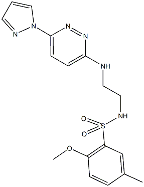 2-methoxy-5-methyl-N-(2-{[6-(1H-pyrazol-1-yl)-3-pyridazinyl]amino}ethyl)benzenesulfonamide Struktur