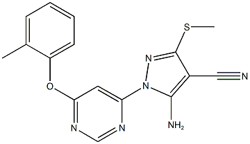 5-amino-1-[6-(2-methylphenoxy)-4-pyrimidinyl]-3-(methylsulfanyl)-1H-pyrazole-4-carbonitrile 化学構造式