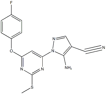 5-amino-1-[6-(4-fluorophenoxy)-2-(methylsulfanyl)-4-pyrimidinyl]-1H-pyrazole-4-carbonitrile,957264-88-9,结构式