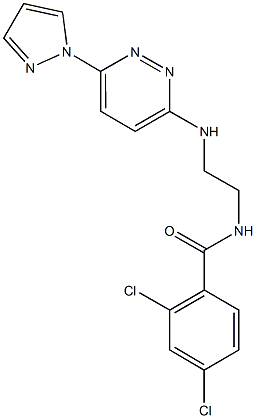 2,4-dichloro-N-(2-{[6-(1H-pyrazol-1-yl)-3-pyridazinyl]amino}ethyl)benzamide 化学構造式