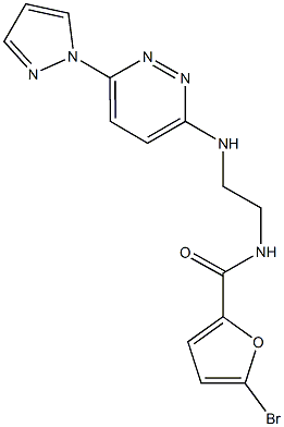 5-bromo-N-(2-{[6-(1H-pyrazol-1-yl)-3-pyridazinyl]amino}ethyl)-2-furamide Struktur