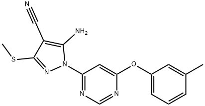 5-amino-1-[6-(3-methylphenoxy)-4-pyrimidinyl]-3-(methylsulfanyl)-1H-pyrazole-4-carbonitrile Structure