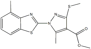 methyl 5-methyl-1-(4-methyl-1,3-benzothiazol-2-yl)-3-(methylsulfanyl)-1H-pyrazole-4-carboxylate,957265-28-0,结构式