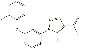 methyl 5-methyl-1-[6-(2-methylphenoxy)-4-pyrimidinyl]-1H-pyrazole-4-carboxylate Struktur