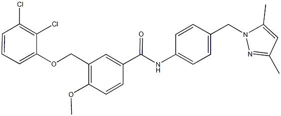 3-[(2,3-dichlorophenoxy)methyl]-N-{4-[(3,5-dimethyl-1H-pyrazol-1-yl)methyl]phenyl}-4-methoxybenzamide Structure