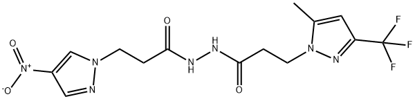 3-{4-nitro-1H-pyrazol-1-yl}-N'-{3-[5-methyl-3-(trifluoromethyl)-1H-pyrazol-1-yl]propanoyl}propanohydrazide Struktur