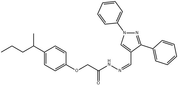 N'-[(1,3-diphenyl-1H-pyrazol-4-yl)methylene]-2-[4-(1-methylbutyl)phenoxy]acetohydrazide 化学構造式