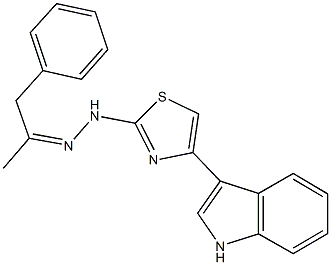 1-phenylacetone [4-(1H-indol-3-yl)-1,3-thiazol-2-yl]hydrazone Structure