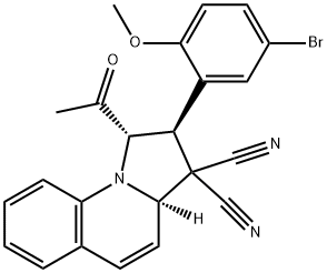 1-acetyl-2-(5-bromo-2-methoxyphenyl)-1,2-dihydropyrrolo[1,2-a]quinoline-3,3(3aH)-dicarbonitrile Structure
