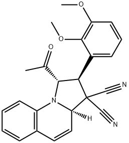 1-acetyl-2-(2,3-dimethoxyphenyl)-1,2-dihydropyrrolo[1,2-a]quinoline-3,3(3aH)-dicarbonitrile 结构式
