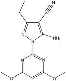 5-amino-1-(4,6-dimethoxy-2-pyrimidinyl)-3-ethyl-1H-pyrazole-4-carbonitrile Structure