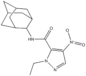 N-(2-adamantyl)-1-ethyl-4-nitro-1H-pyrazole-5-carboxamide 化学構造式