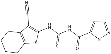 N-(3-cyano-4,5,6,7-tetrahydro-1-benzothien-2-yl)-N'-[(1-methyl-1H-pyrazol-5-yl)carbonyl]thiourea Structure