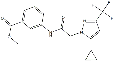 methyl 3-({[5-cyclopropyl-3-(trifluoromethyl)-1H-pyrazol-1-yl]acetyl}amino)benzoate Structure