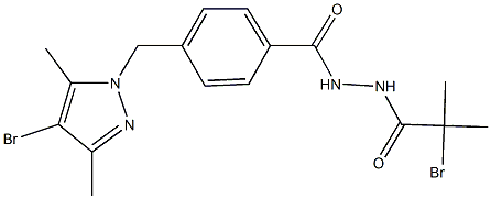 2-bromo-N'-{4-[(4-bromo-3,5-dimethyl-1H-pyrazol-1-yl)methyl]benzoyl}-2-methylpropanohydrazide Structure