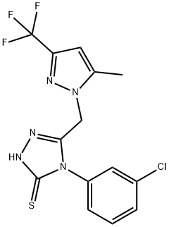 4-(3-chlorophenyl)-5-{[5-methyl-3-(trifluoromethyl)-1H-pyrazol-1-yl]methyl}-4H-1,2,4-triazol-3-yl hydrosulfide Structure