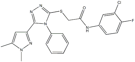 N-(3-chloro-4-fluorophenyl)-2-{[5-(1,5-dimethyl-1H-pyrazol-3-yl)-4-phenyl-4H-1,2,4-triazol-3-yl]sulfanyl}acetamide Structure