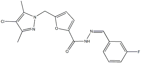 5-[(4-chloro-3,5-dimethyl-1H-pyrazol-1-yl)methyl]-N'-(3-fluorobenzylidene)-2-furohydrazide Structure