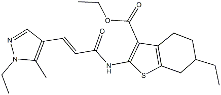 ethyl 6-ethyl-2-{[3-(1-ethyl-5-methyl-1H-pyrazol-4-yl)acryloyl]amino}-4,5,6,7-tetrahydro-1-benzothiophene-3-carboxylate Structure