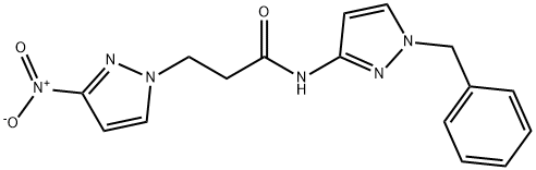 N-(1-benzyl-1H-pyrazol-3-yl)-3-{3-nitro-1H-pyrazol-1-yl}propanamide,957354-50-6,结构式