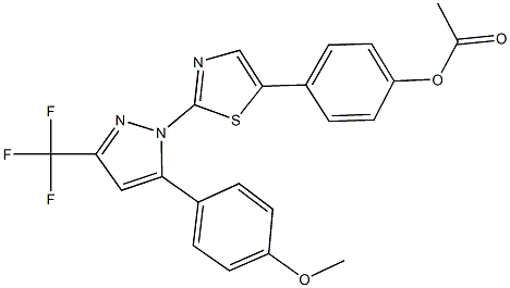 4-{2-[5-(4-methoxyphenyl)-3-(trifluoromethyl)-1H-pyrazol-1-yl]-1,3-thiazol-5-yl}phenylacetate Struktur