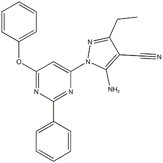 957355-18-9 5-amino-3-ethyl-1-(6-phenoxy-2-phenyl-4-pyrimidinyl)-1H-pyrazole-4-carbonitrile