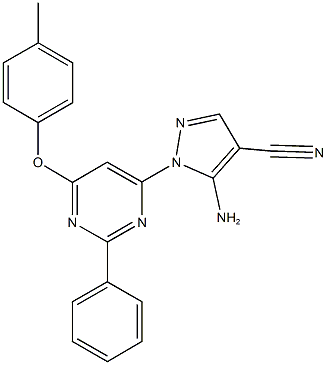 5-amino-1-[6-(4-methylphenoxy)-2-phenyl-4-pyrimidinyl]-1H-pyrazole-4-carbonitrile,957355-20-3,结构式