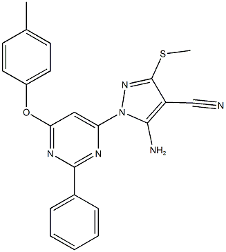 5-amino-1-[6-(4-methylphenoxy)-2-phenyl-4-pyrimidinyl]-3-(methylsulfanyl)-1H-pyrazole-4-carbonitrile Structure