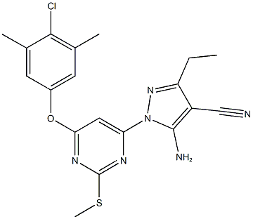 957355-23-6 5-amino-1-[6-(4-chloro-3,5-dimethylphenoxy)-2-(methylsulfanyl)-4-pyrimidinyl]-3-ethyl-1H-pyrazole-4-carbonitrile