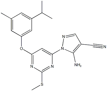 5-amino-1-[6-(3-isopropyl-5-methylphenoxy)-2-(methylsulfanyl)-4-pyrimidinyl]-1H-pyrazole-4-carbonitrile 结构式