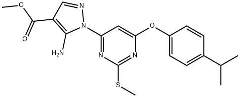 methyl 5-amino-1-[6-(4-isopropylphenoxy)-2-(methylsulfanyl)-4-pyrimidinyl]-1H-pyrazole-4-carboxylate 结构式