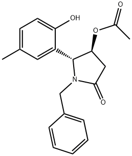 1-benzyl-2-(2-hydroxy-5-methylphenyl)-5-oxo-3-pyrrolidinyl acetate Structure