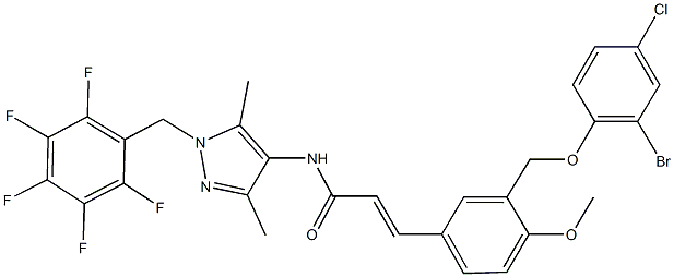3-{3-[(2-bromo-4-chlorophenoxy)methyl]-4-methoxyphenyl}-N-[3,5-dimethyl-1-(2,3,4,5,6-pentafluorobenzyl)-1H-pyrazol-4-yl]acrylamide Structure