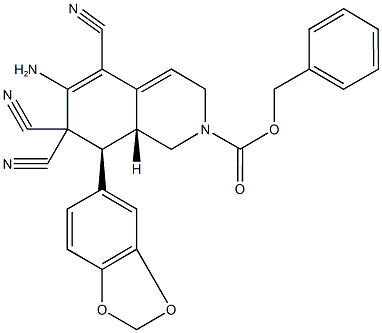 benzyl 6-amino-8-(1,3-benzodioxol-5-yl)-5,7,7-tricyano-3,7,8,8a-tetrahydroisoquinoline-2(1H)-carboxylate|