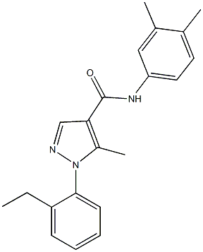 N-(3,4-dimethylphenyl)-1-(2-ethylphenyl)-5-methyl-1H-pyrazole-4-carboxamide 化学構造式