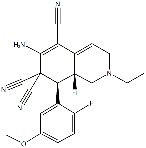 6-amino-2-ethyl-8-(2-fluoro-5-methoxyphenyl)-2,3,8,8a-tetrahydroisoquinoline-5,7,7(1H)-tricarbonitrile Structure