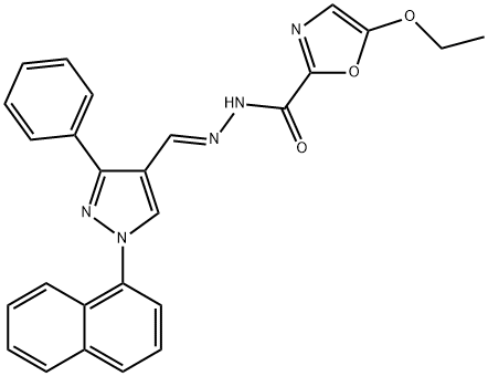 5-ethoxy-N'-{[1-(1-naphthyl)-3-phenyl-1H-pyrazol-4-yl]methylene}-1,3-oxazole-2-carbohydrazide Structure