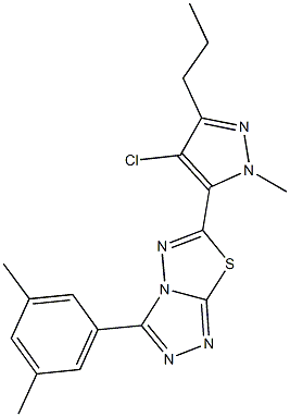 6-(4-chloro-1-methyl-3-propyl-1H-pyrazol-5-yl)-3-(3,5-dimethylphenyl)[1,2,4]triazolo[3,4-b][1,3,4]thiadiazole,957480-77-2,结构式