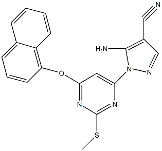 5-amino-1-[2-(methylsulfanyl)-6-(1-naphthyloxy)pyrimidin-4-yl]-1H-pyrazole-4-carbonitrile Structure