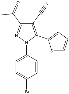 3-acetyl-1-(4-bromophenyl)-5-(2-thienyl)-1H-pyrazole-4-carbonitrile Structure