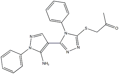 1-{[5-(5-amino-1-phenyl-1H-pyrazol-4-yl)-4-phenyl-4H-1,2,4-triazol-3-yl]thio}acetone 结构式