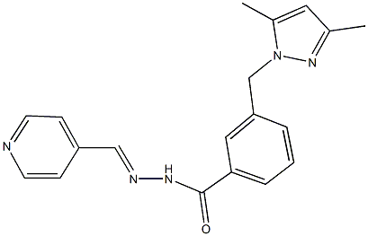 3-[(3,5-dimethyl-1H-pyrazol-1-yl)methyl]-N'-(4-pyridinylmethylene)benzohydrazide 化学構造式