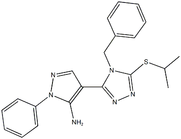 4-[4-benzyl-5-(isopropylthio)-4H-1,2,4-triazol-3-yl]-1-phenyl-1H-pyrazol-5-amine Structure