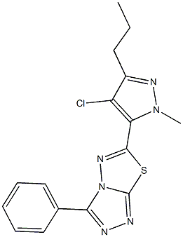 957484-63-8 6-(4-chloro-1-methyl-3-propyl-1H-pyrazol-5-yl)-3-phenyl[1,2,4]triazolo[3,4-b][1,3,4]thiadiazole