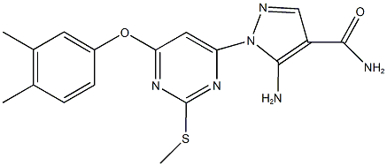 5-amino-1-[6-(3,4-dimethylphenoxy)-2-(methylsulfanyl)-4-pyrimidinyl]-1H-pyrazole-4-carboxamide,957484-73-0,结构式