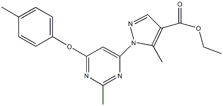 ethyl 5-methyl-1-[2-methyl-6-(4-methylphenoxy)-4-pyrimidinyl]-1H-pyrazole-4-carboxylate Struktur
