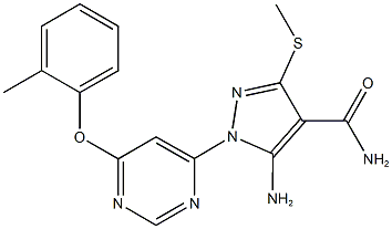 5-amino-1-[6-(2-methylphenoxy)-4-pyrimidinyl]-3-(methylsulfanyl)-1H-pyrazole-4-carboxamide Struktur
