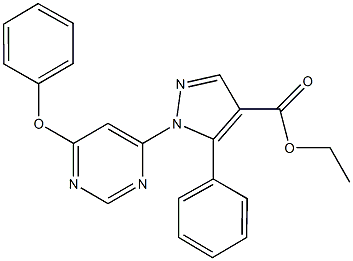 ethyl 1-(6-phenoxy-4-pyrimidinyl)-5-phenyl-1H-pyrazole-4-carboxylate,957484-83-2,结构式